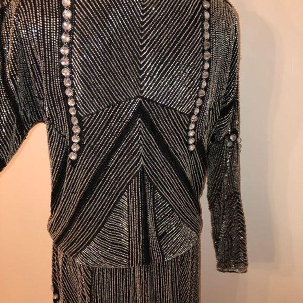 Skirt Set Womens Size Small S Vintage Beaded High Quality Elastic Waist Black - Picture 5 of 16